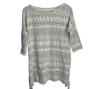 Soft Surroundings Gray Cream Clocking Out Tassel Tunic Top W-318 Size XS